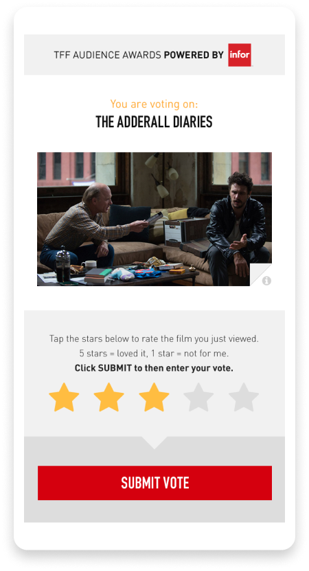 Tribeca Film Festival voting app screenshot
